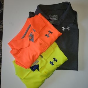 Bundle of 3 Under Armour boy's polo shirts.